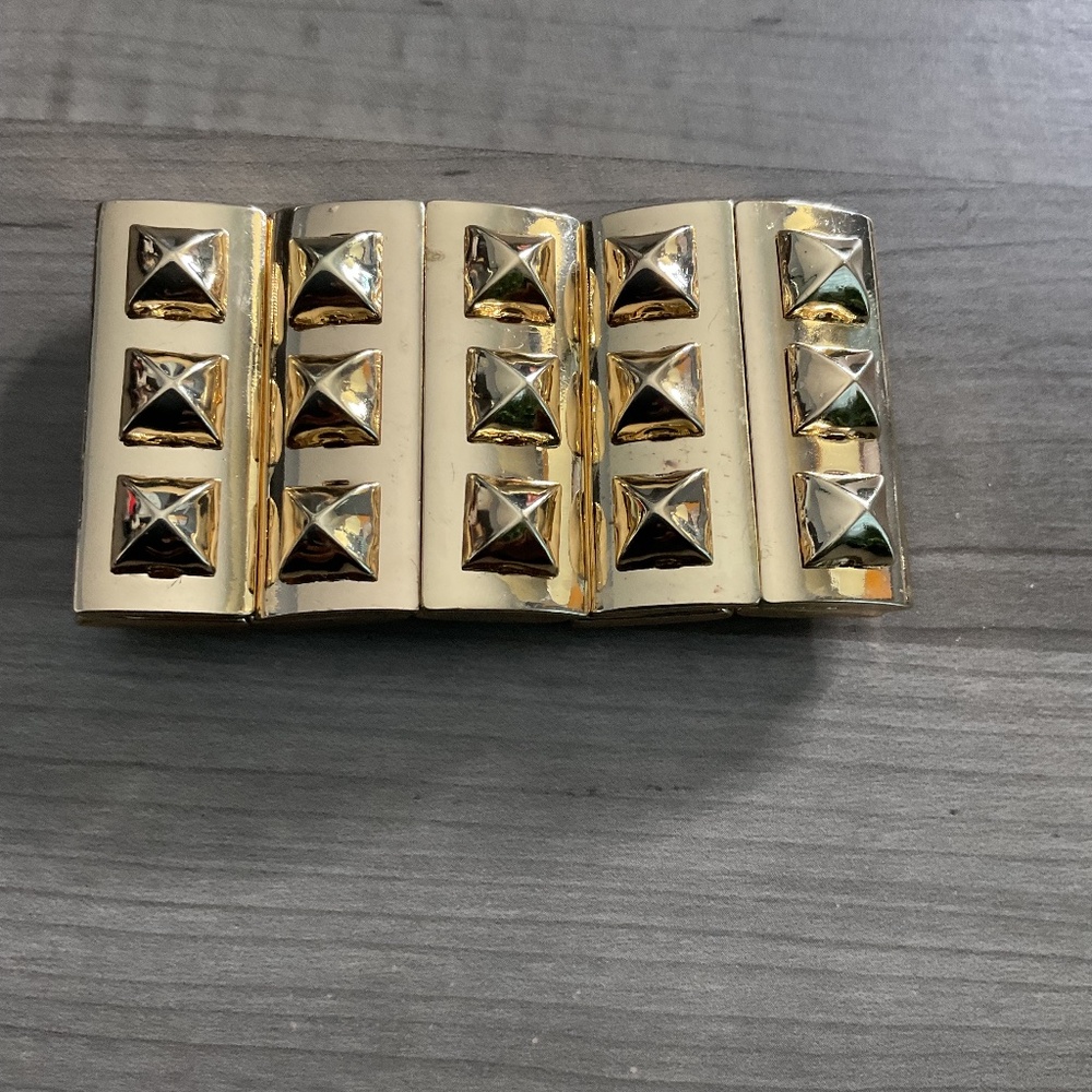 Gold Tone Cuff Pyramid Bracelet